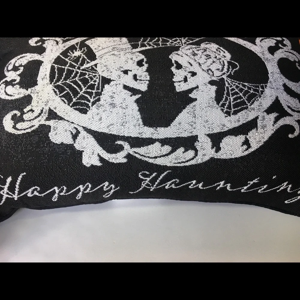 Halloween Victorian Skeleton Couple Throw Pillow